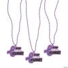 Purple Ribbon Charm Bead Necklaces - 12 Pc.