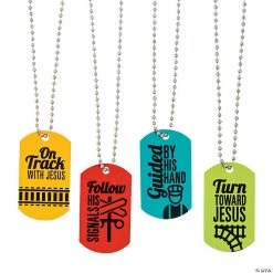 Railroad VBS Dog Tag Necklaces - 12 Pc.