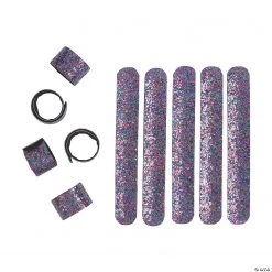Rainbow Glitter Slap Bracelets - 12 Pc.