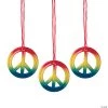 Rainbow Peace Sign Necklaces - 48 Pc.