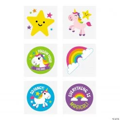 Rainbow Unicorn Temporary Tattoos - 72 Pc.