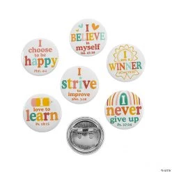Religious Growth Mindset Mini Buttons - 48 Pc.