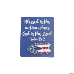 Religious Patriotic Fish Pins with Card - 12 Pc.