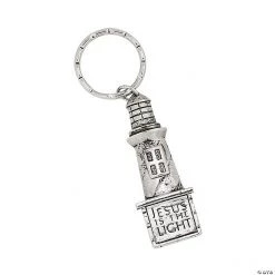 Religious Pewtertone Lighthouse Keychains - 12 Pc.