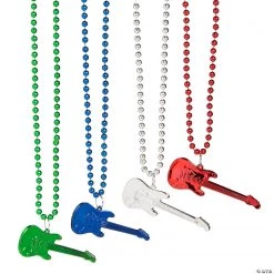 Rock Star Guitar Bead Necklaces – 12 Pc.