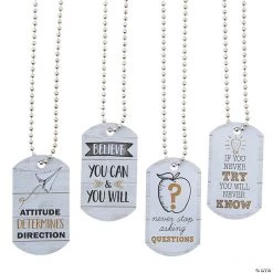 Rustic Classroom Dog Tag Necklaces - 12 Pc.