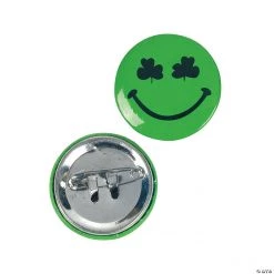 Shamrock Smile Face Mini Buttons - 48 Pc.