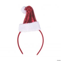 Shiny Santa Hat Headbands - 6 Pc.
