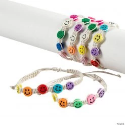 Smile Face Braided Bracelets - 12 Pc.