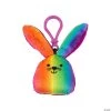 Stuffed Rainbow Bunny Backpack Clip Keychains - 12 Pc.
