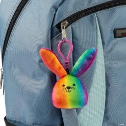 Stuffed Rainbow Bunny Backpack Clip Keychains - 12 Pc. -Apparel & Accessories Sales stuffed rainbow bunny backpack clip keychains 12 pc 14095337 a01