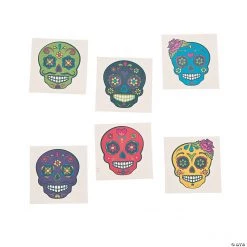 Sugar Skull Temporary Tattoos - 72 Pc.