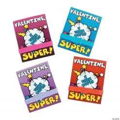 Superhero Rubber Bracelets with Valentine's Day Card for 24