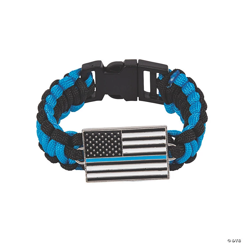 Thin Blue Line Paracord Bracelets - 6 Pc. 1 Thin Blue Line Paracord Bracelets - 6 Pc.