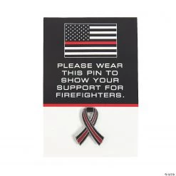 Thin Red Line Awareness Pins on Card - 12 Pc.