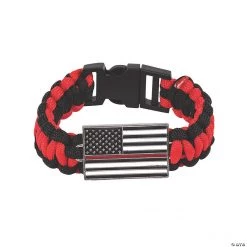 Thin Red Line Paracord Bracelets - 6 Pc.