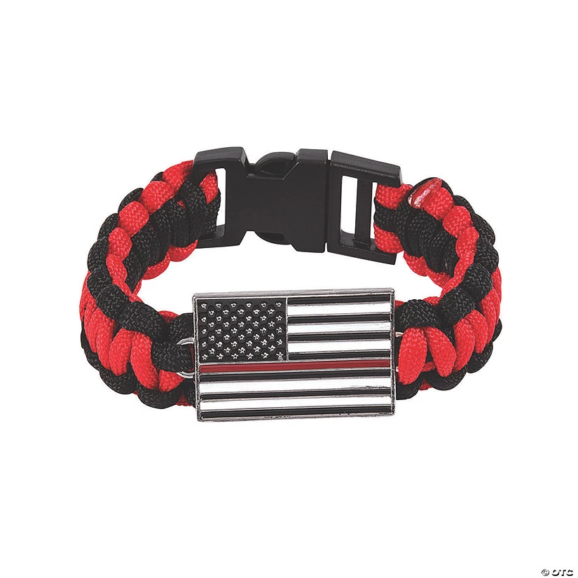 Thin Red Line Paracord Bracelets - 6 Pc. 1 Thin Red Line Paracord Bracelets - 6 Pc.