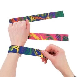 Tie-Dyed Slap Bracelets - 12 Pc.