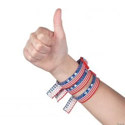 "USA" Woven Friendship Bracelets - 12 Pc. -Apparel & Accessories Sales usa woven friendship bracelets 12 pc 35 223 a02