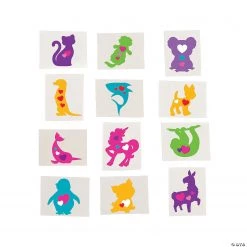 Valentine Animal Silhouette Temporary Tattoos - 72 Pc.