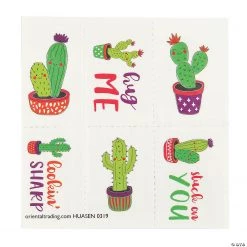 Valentine Cactus Temporary Tattoos - 72 Pc.