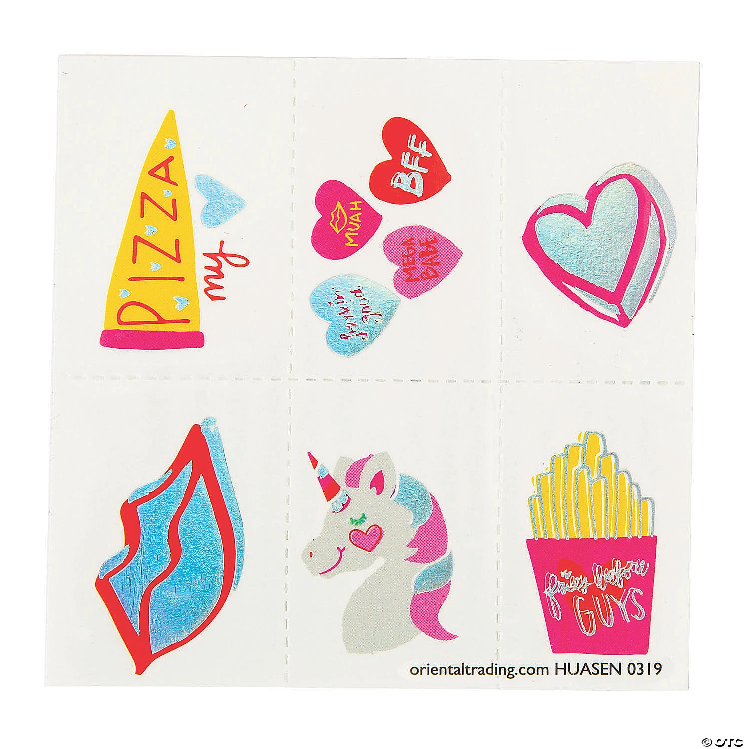 Valentine Girl Unicorn Temporary Tattoos - 72 Pc. 1 Valentine Girl Unicorn Temporary Tattoos - 72 Pc.