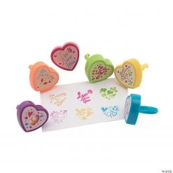 Valentine Heart-Shaped Stamper Rings - 12 Pc.