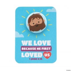 We Love Because He First Loved Us Mini Buttons with Card - 12 Pc.