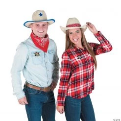 Western Cowboy Hats with Red Bandana - 12 Pc. -Apparel & Accessories Sales western cowboy hats with red bandana 12 pc 13765117 a04
