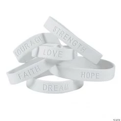 Awareness Ribbon Sayings Rubber Bracelets - 24 Pc.