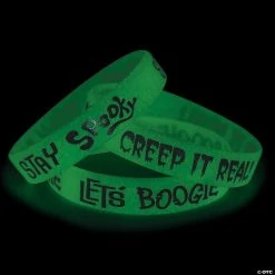 White Glow-in-the-Dark Halloween Rubber Bracelets - 12 Pc.