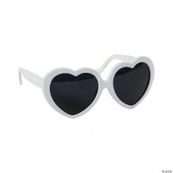 White Heart-Shaped Adult’s Sunglasses - 12 Pc.