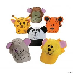Zoo Animal Baseball Caps Assortment - 12 Pc.